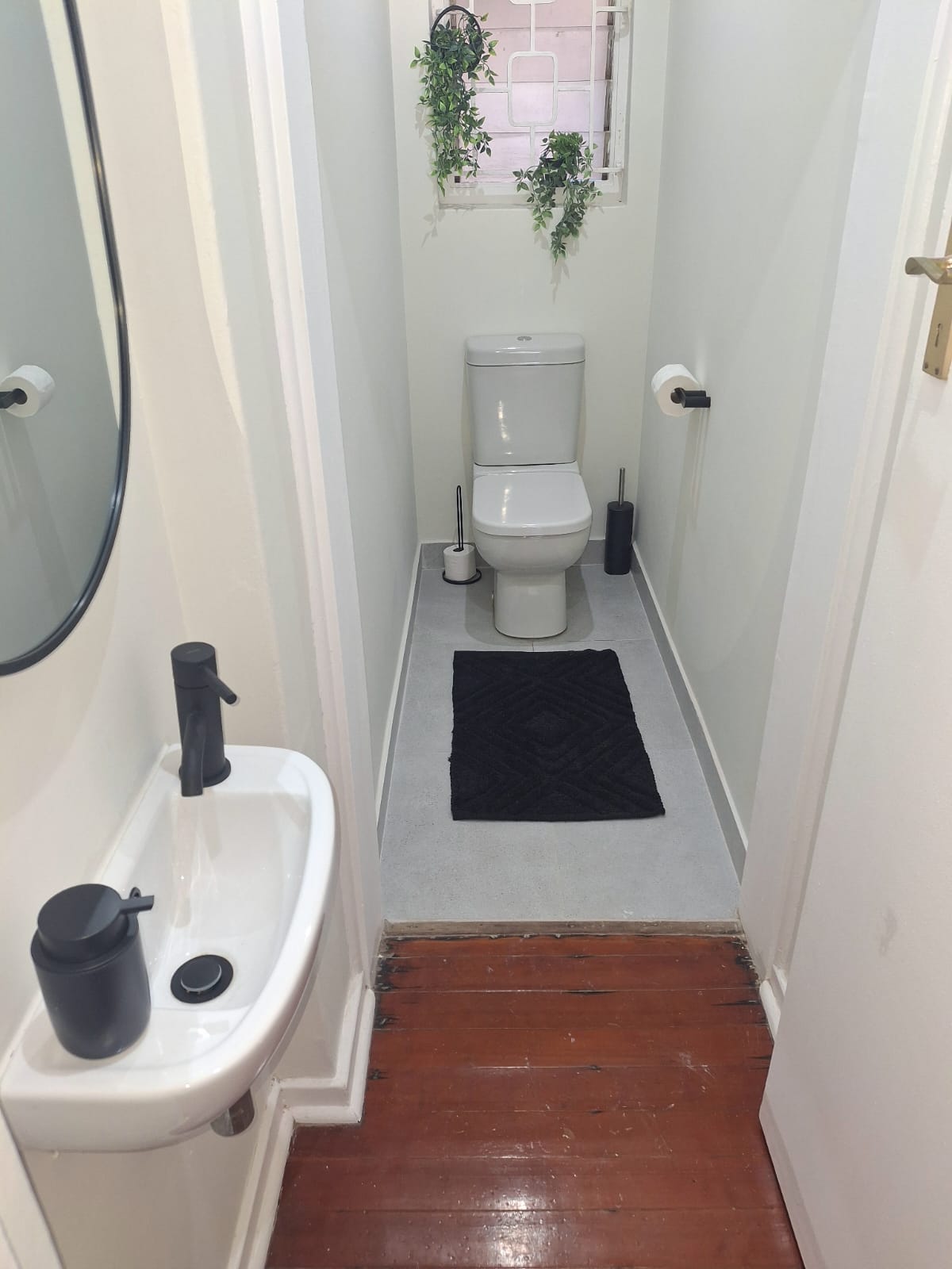 Compact guest bathroom renovation with new toilet and basin